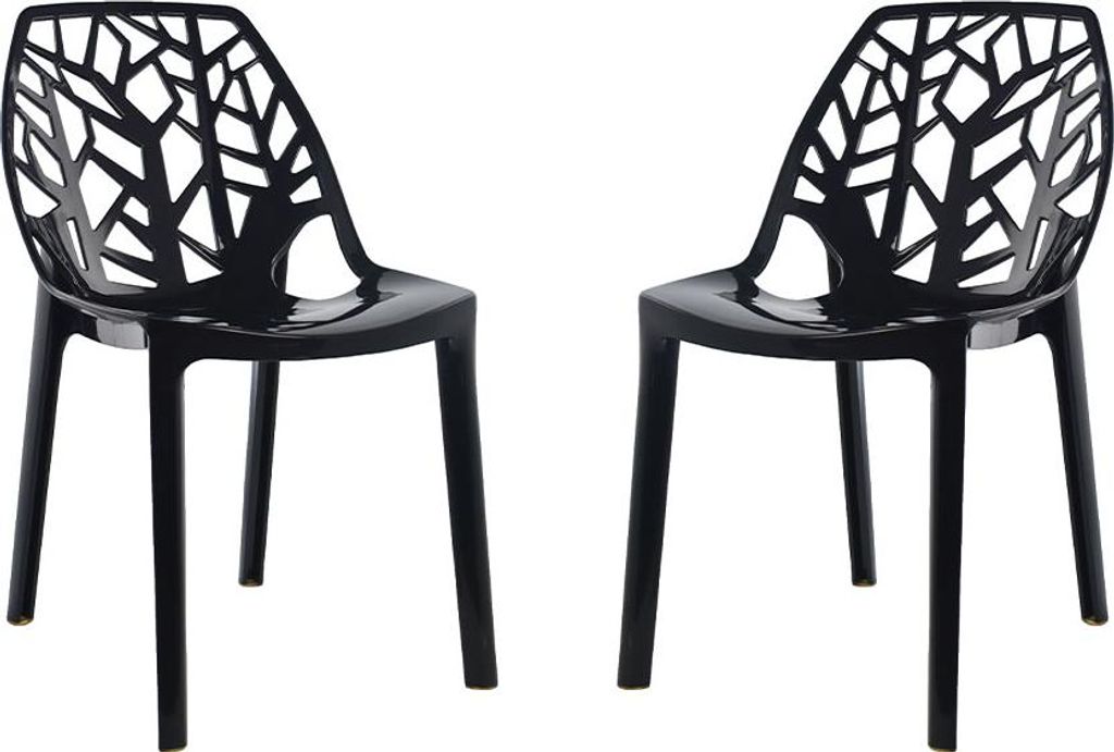 Set 2 transparente Stühle aus Polycarbonat mit modernem, von der Natur inspiriertem Design, robust und stapelbar, ideal für Küche, Esszimmer, B...
