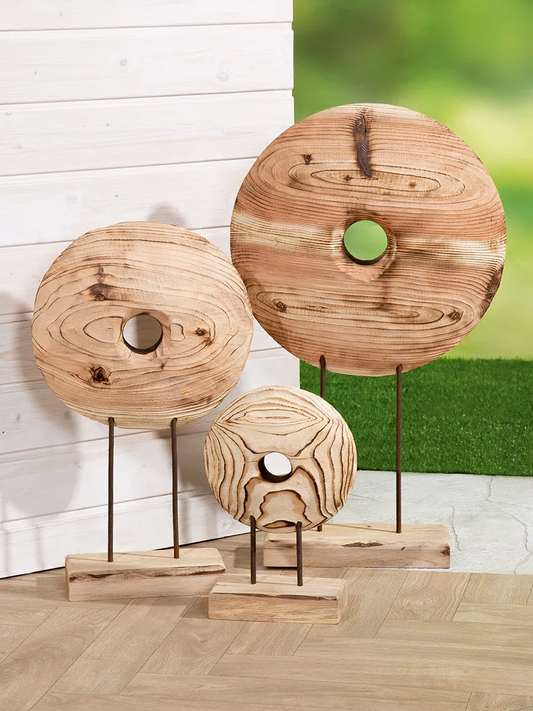 Vaso da fiori J-Line su piede mezzo tronco in legno di paulownia/ferro