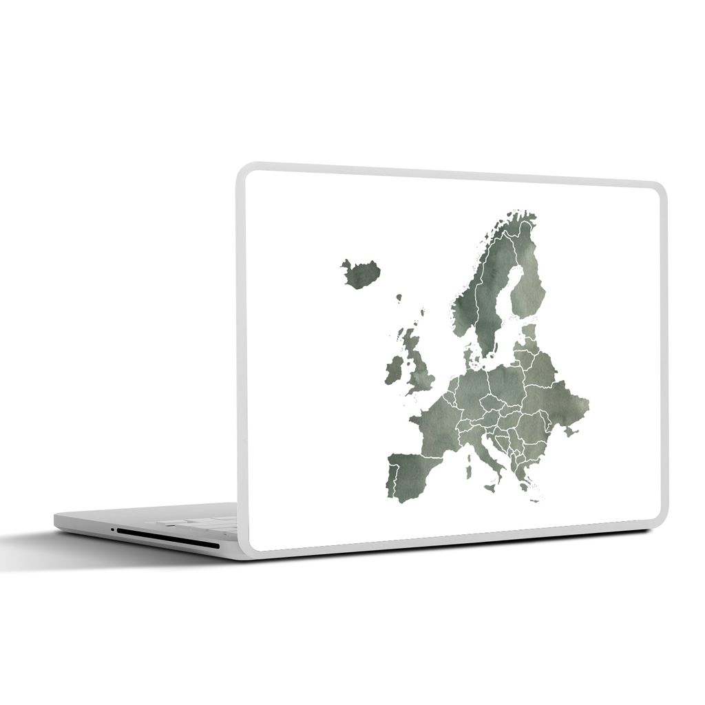 MuchoWow Laptop Aufkleber Sticker Cover Karte von Europa - Aquarell - Grau 30x21 cm - Sticker für Laptop - Selbstklebend