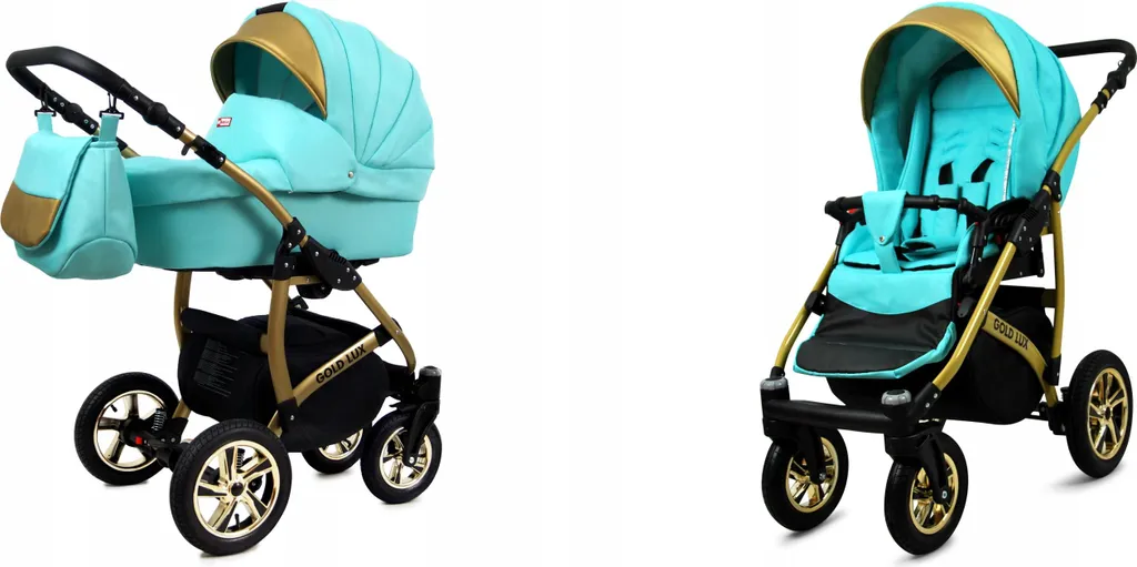 Poussette Combinée Trio BabyLux Gold Lux Mint 2 en 1 avec Buggy et Kit