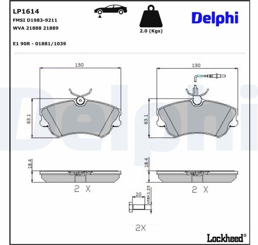 DELPHI Bremsbeläge Satz Vorne Bremsklötze für RENAULT ESPACE III (JE0) LP1614