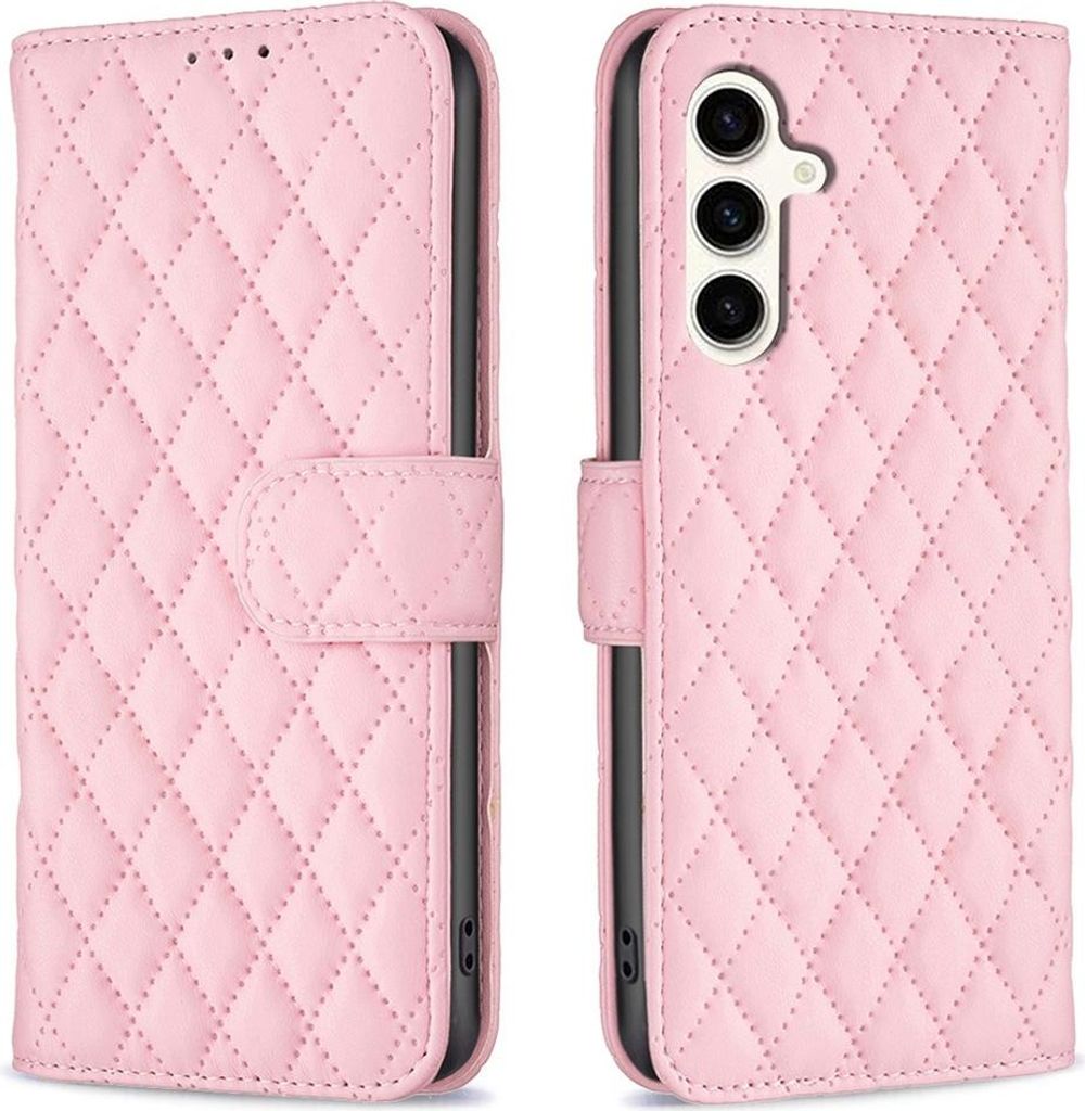 Samsung Galaxy S24 FE Hülle - BINFEN Rhombus Klapphülle - Rosa