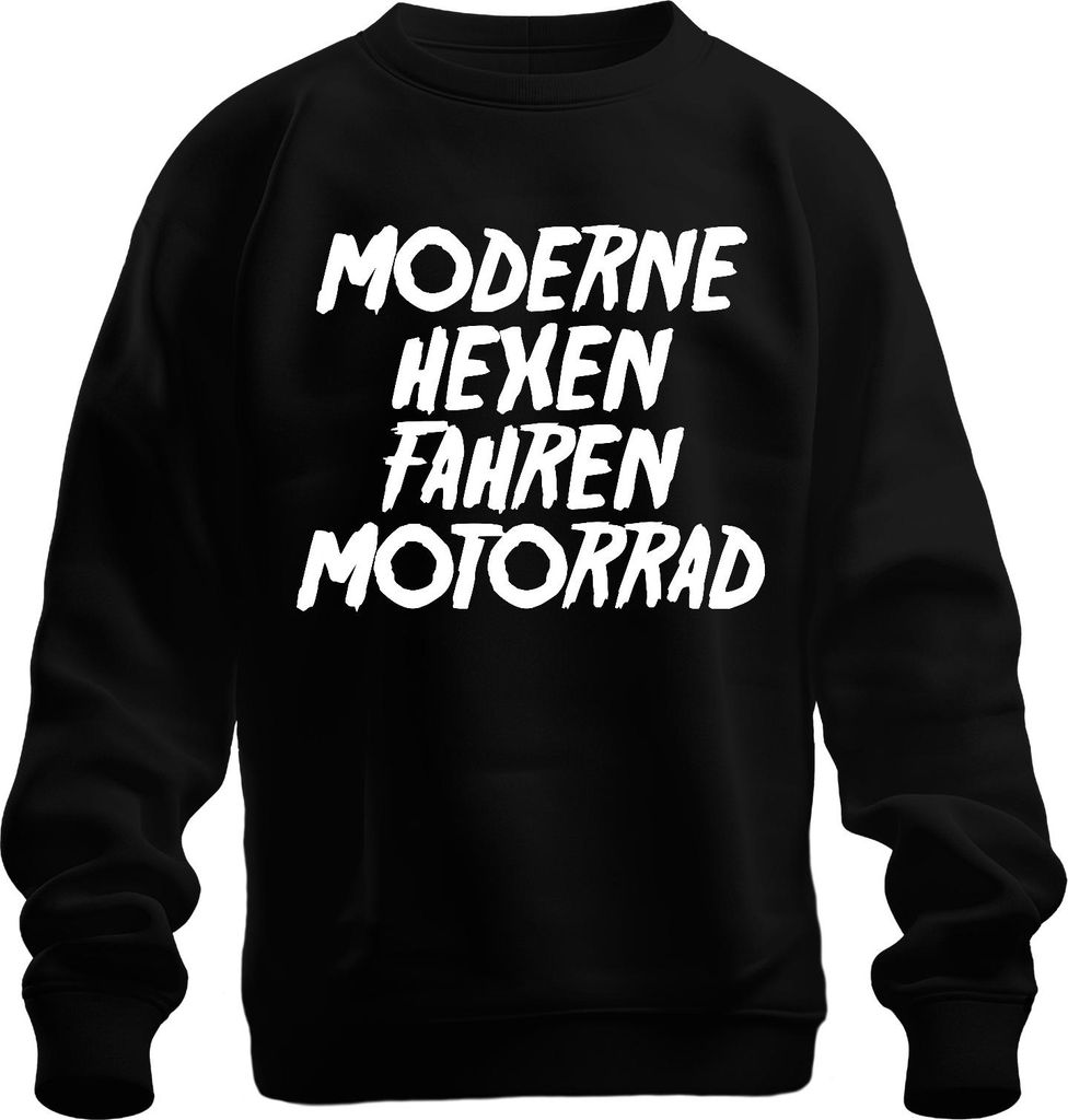 MODERNE HEXEN FAHREN MOTORRAD Bikerin Motorradfan Gothic Biker Uni Sweatshirt Pullover, Schwarz, S
