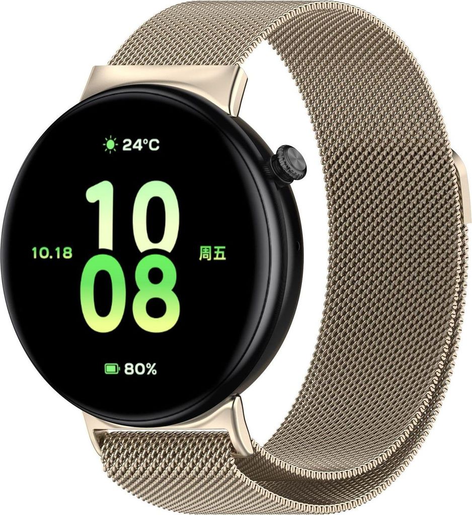Für Honor Watch Fit Milan Metall Stahl Mesh Ersatz Armband mit Magnetverschluss Beige