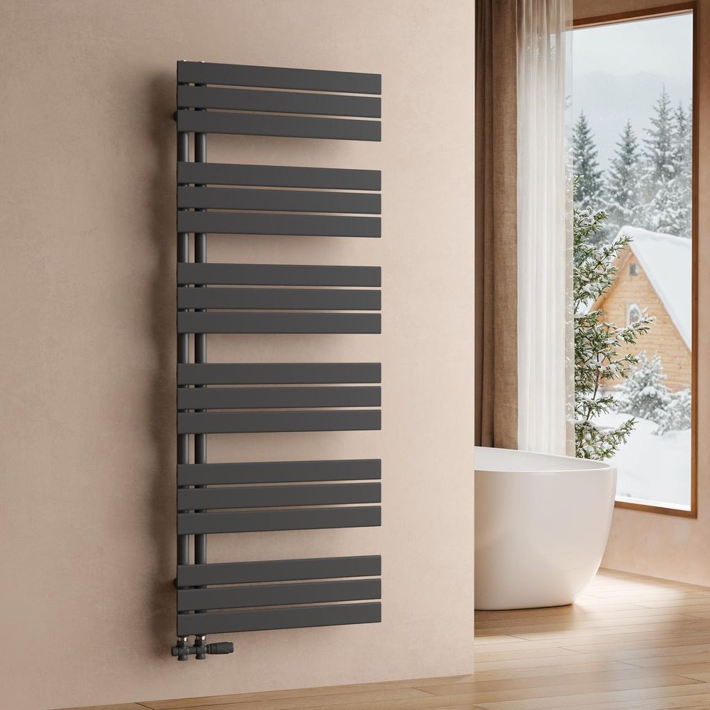 S'AFIELINA 1599x600mm Design Badheizkörper Handtuchheizkörper Flach Paneel Seitenanschlusss Heizkörper für Bad Handtuchtrockner Anthrazit 958 Watt