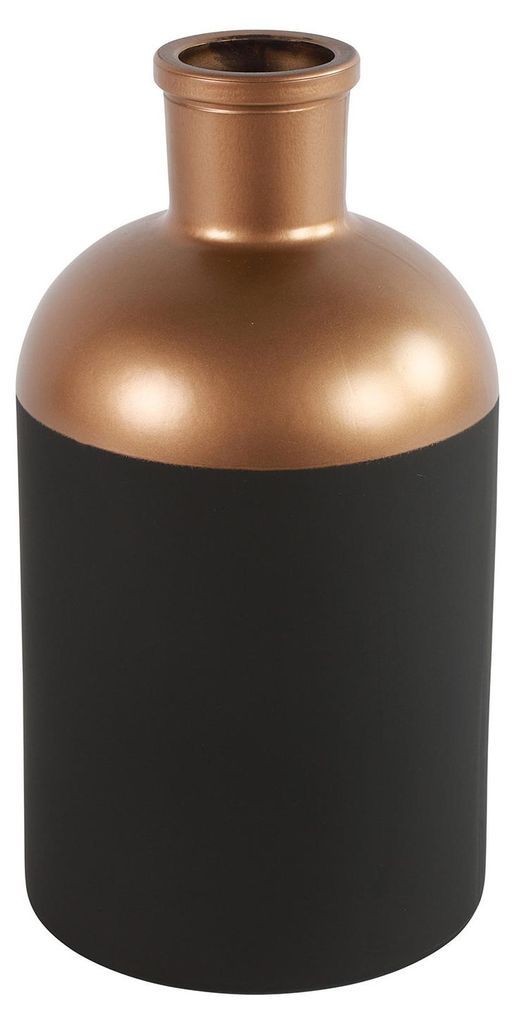 Countryfield Blumen oder Deko-Vase - schwarz/kupfer - Glas - luxuriose Flaschenform - 14 x 26 cm