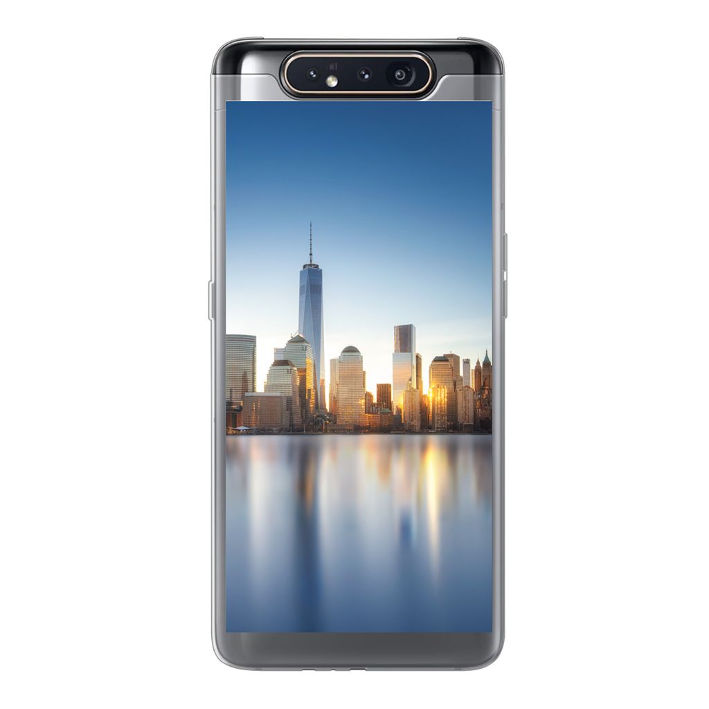 MuchoWow Handyhülle Schutzhülle Hülle für Samsung Galaxy A80 New York - Skyline - Spiegelung Silikon Softcase Handy Hülle - Schutzdeckel