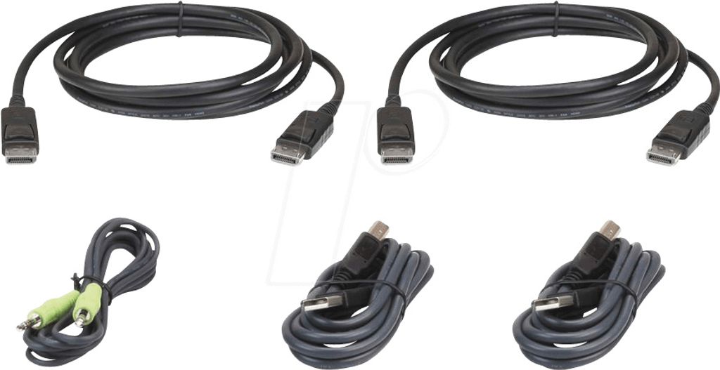 Aten 3 M USB DisplayPort Dual Display Secure KVM Kabel-Set - 3 m - DisplayPort - Schwarz - USB - DisplayPort - 3.5 mm - USB - DisplayPort - 3.5 mm ...