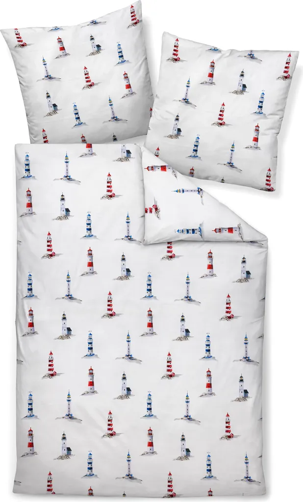 Linge de lit Mako-Satin soyeux 155x220 cm Janine Modern Art Bleu Rouge