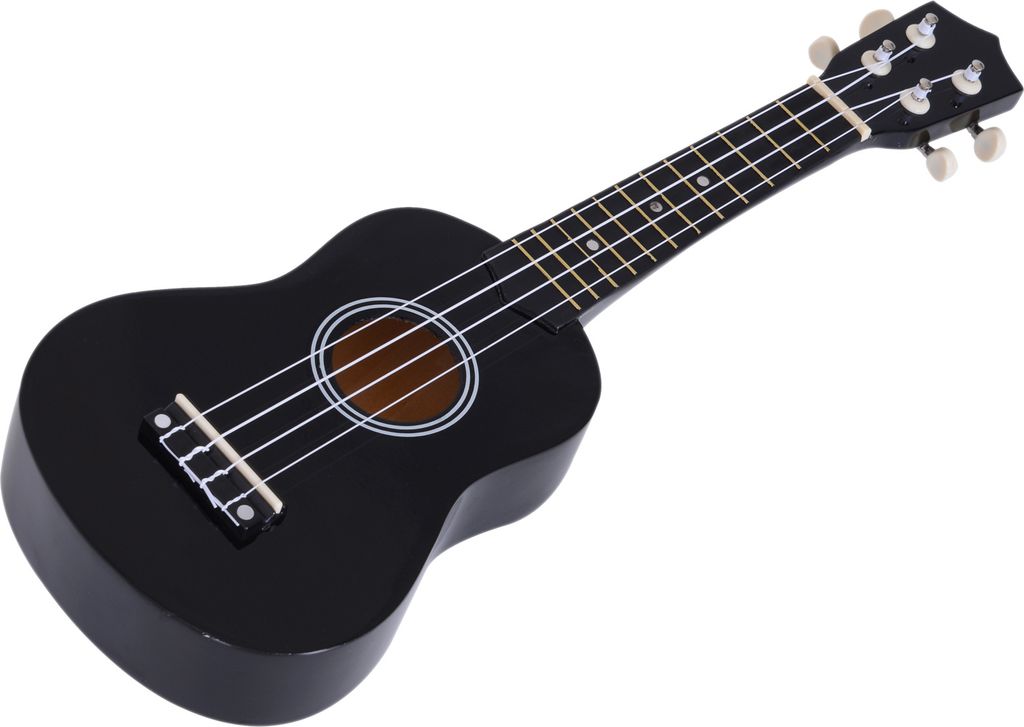 HOMCOM Ukulele 21 Zoll Sopran-Ukulele für Anfänger, geeignet für Konzerte und Schulen, Nylonsaiten, Holzmaterial, Schwarz