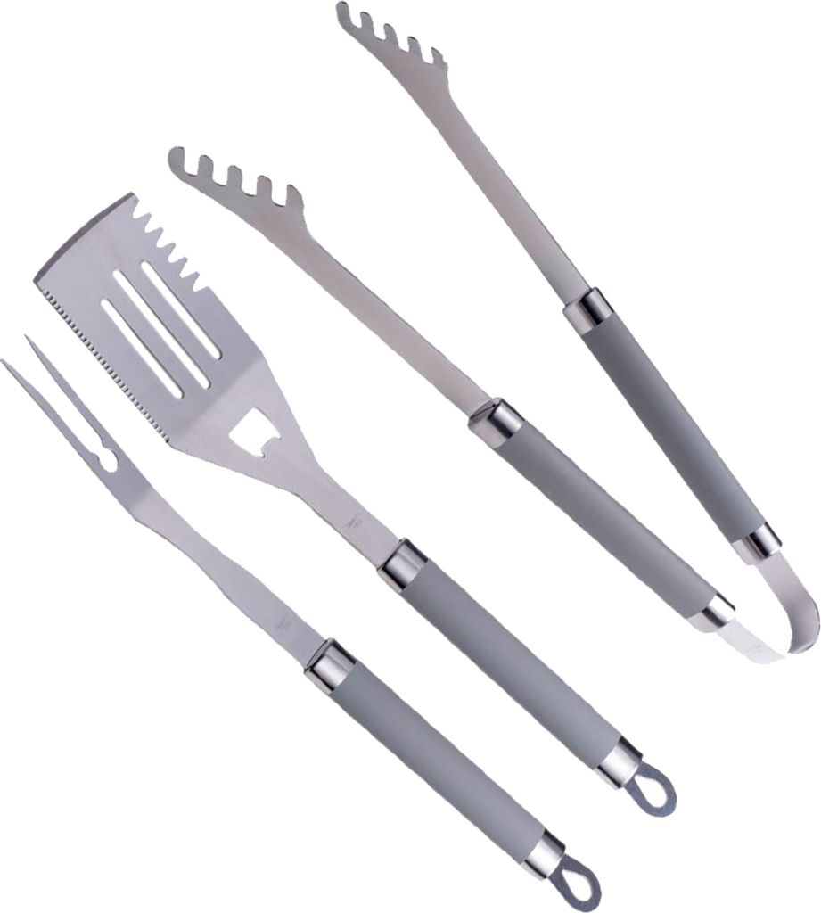 Master Grill&Party Grill Zubehörset Spatel Gabel Zange Edelstahl MG113