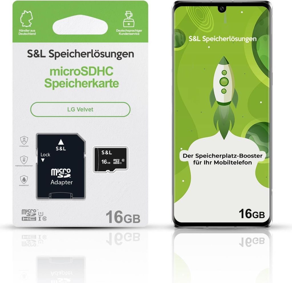 microSD Speicherkarte S&L für LG Velvet - Speicherkapazität: 16 GB