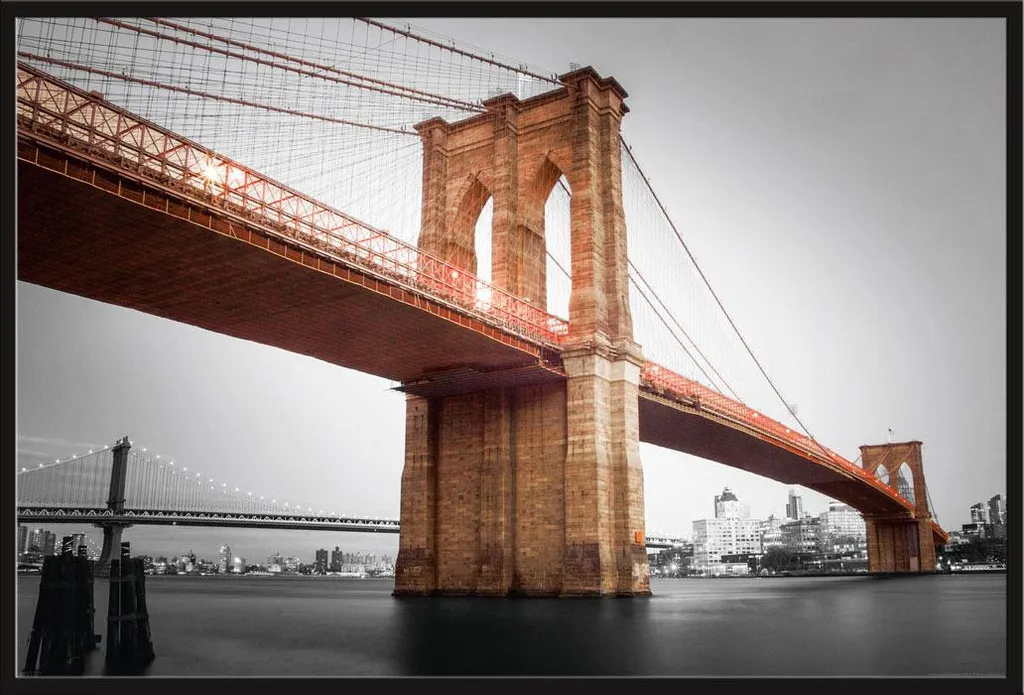 Affiche NYC Pont de Brooklyn prête à poser avec cadre et vitre acrylique
