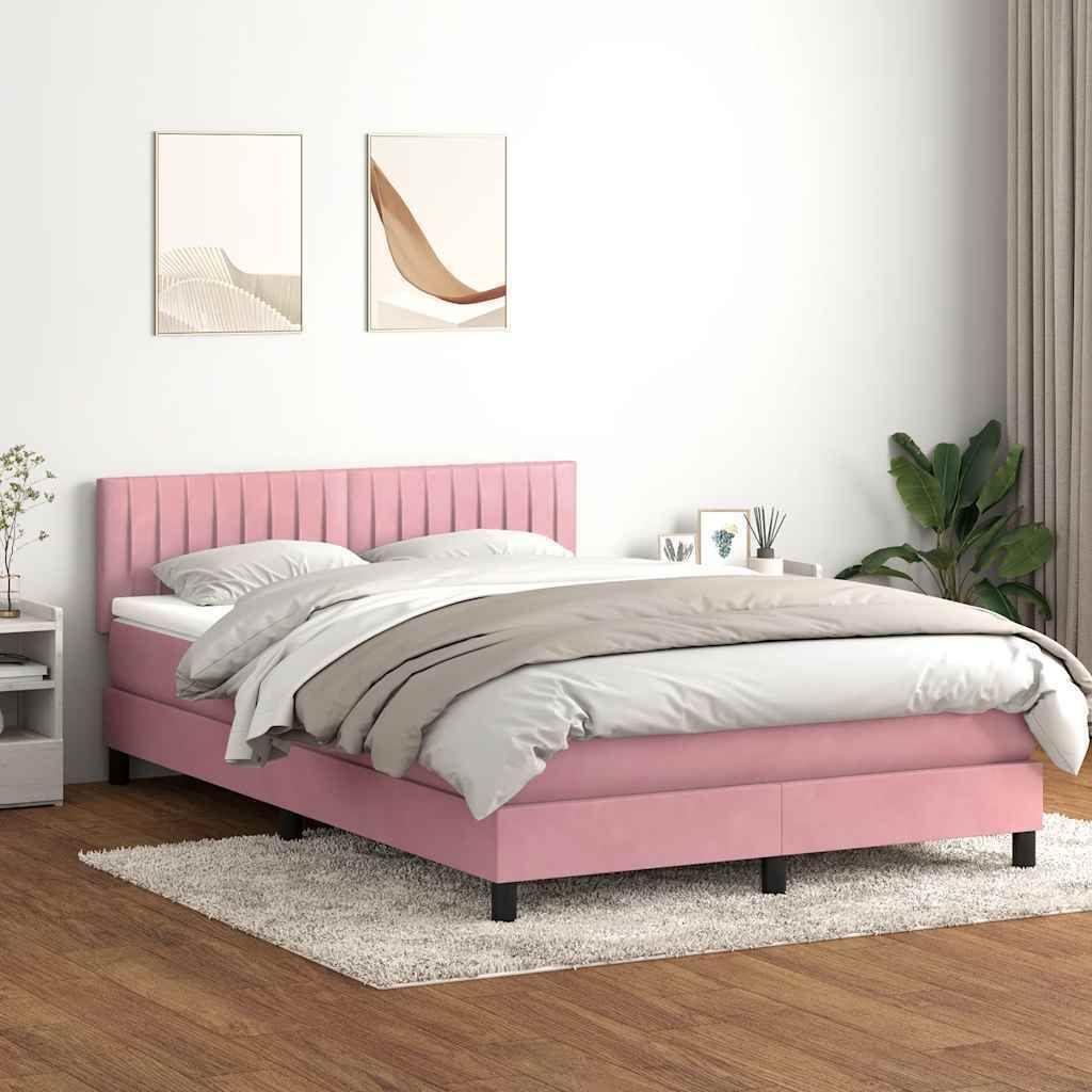Design New Bettrahmen inkl. Lattenrost - Boxspringbett mit Matratze Rosa 160x210 cm Samt - Klassische Betten Möbel2025 CHY2148261 5parcel