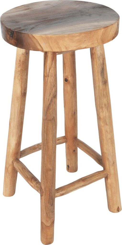 A wooden bar stool on a white background.