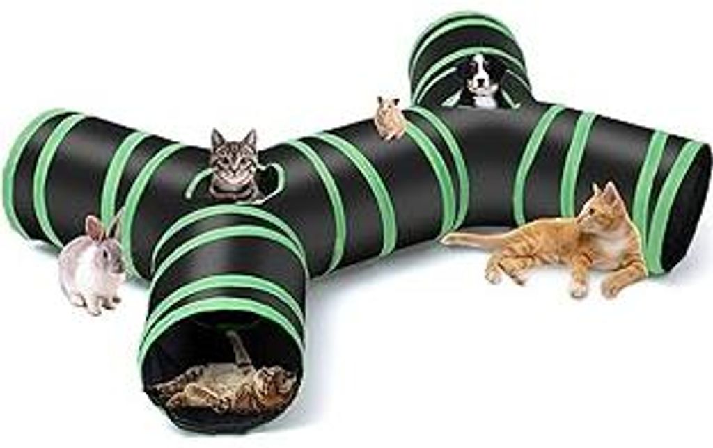 Katzenspielzeug Katzentunnel Großer, 4-Wege Zusammenklappbar Haustier Spieltunnel Röhre mit Aufbewahrungstasche für Katzen, Welpen, Kaninchen, F...