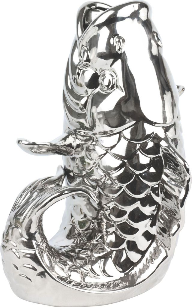 FURNARO Vase Lucky Fish - Keramikvase in Silberfarben