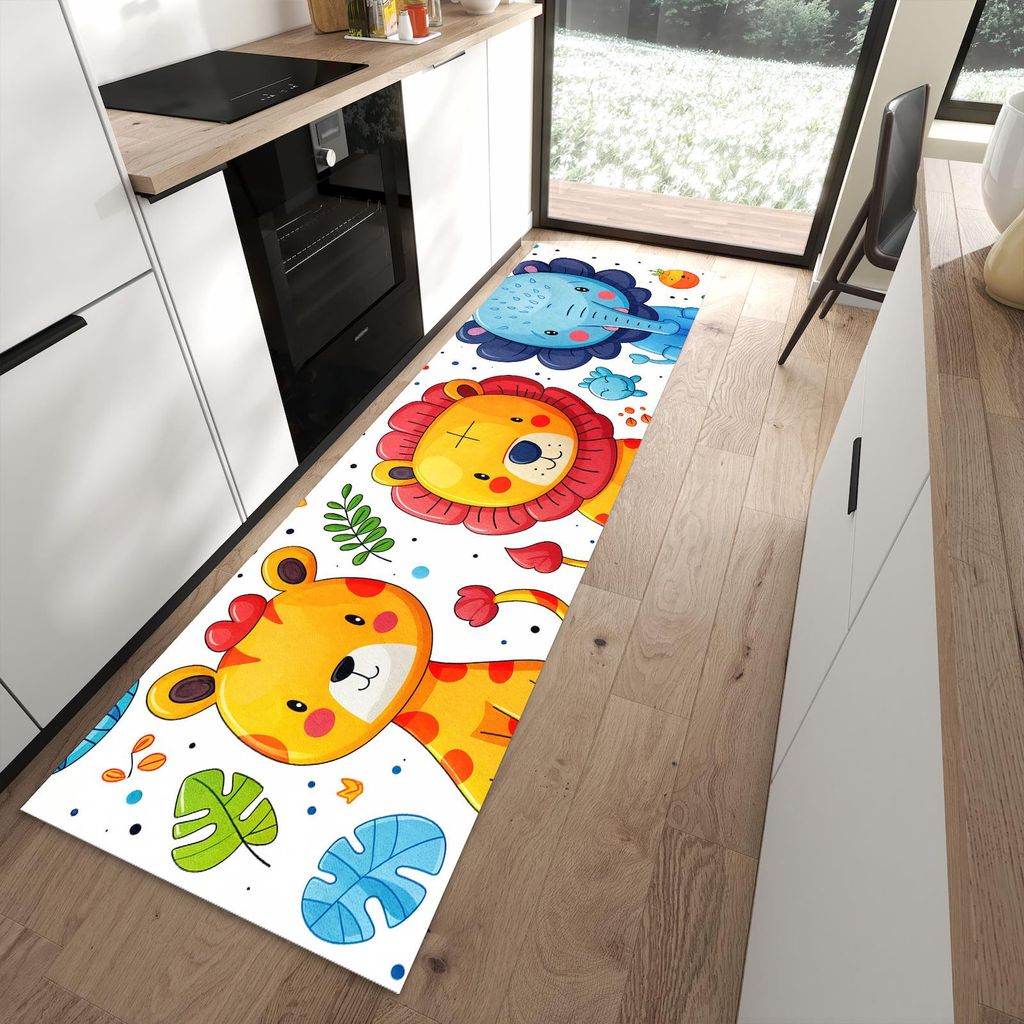 Küchenteppich 80x280cm rutschfest & abwischbar PVC Läufer - Tierisches Design