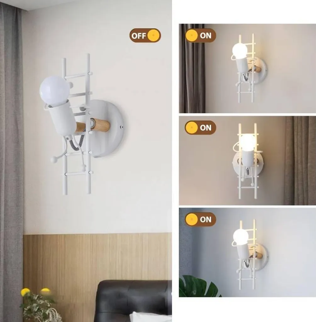 Offerta Applique Legno Bianco E27 | Illuminazione Camera e Corridoio - 5