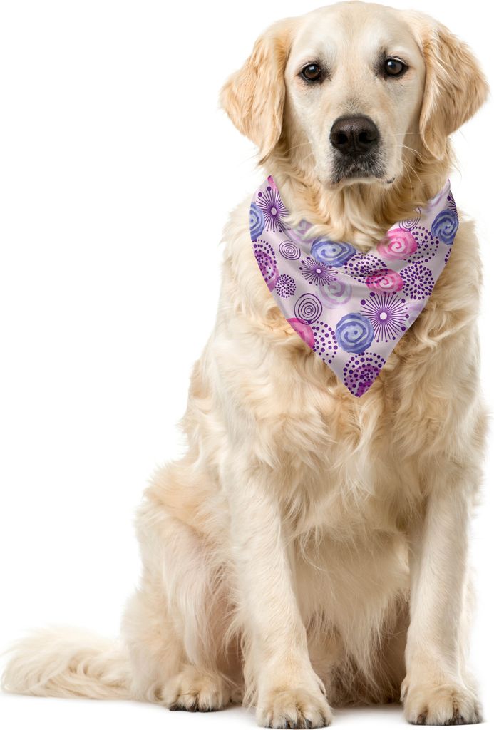 ABAKUHAUS Lila Haustier Bandana, Aquarell-Blumen-Kunst, 40x40 cm, Blau Rosa