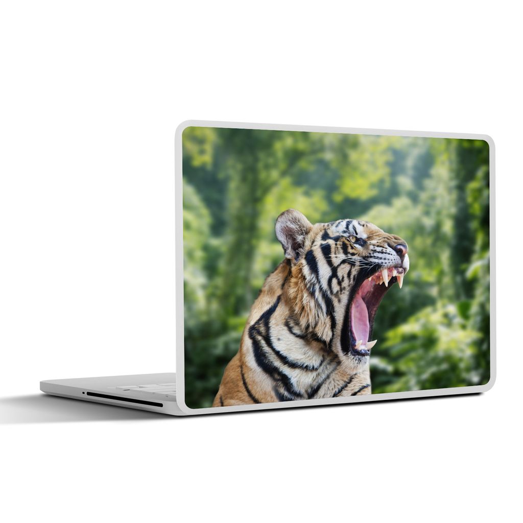 MuchoWow Laptop Aufkleber Sticker Cover Tiger - Kopf - Wald 25x18 cm - Laptop-Deko