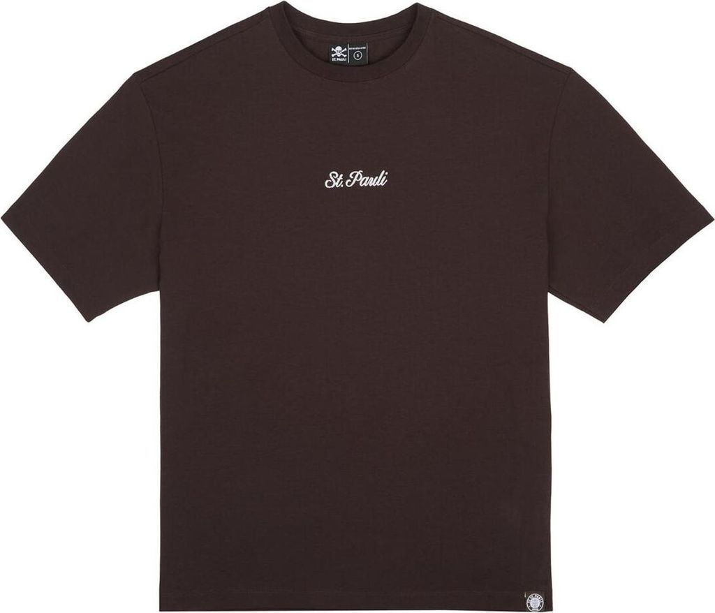 FC St. Pauli T-Shirt Script, Offizieller Fanartikel, Braunes Shirt mit Logo, 100% Baumwolle, kurzärmlig