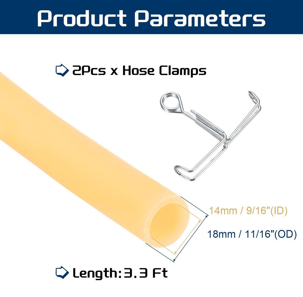 3,3 Ft (1M) Naturlatexschlauch, 9/16" (14mm) ID x 11/16" (18mm) OD Zwille Gummischlauch mit Schlauchschellen fš¹r Sport, Fitness, Spielzeug, Hoch...