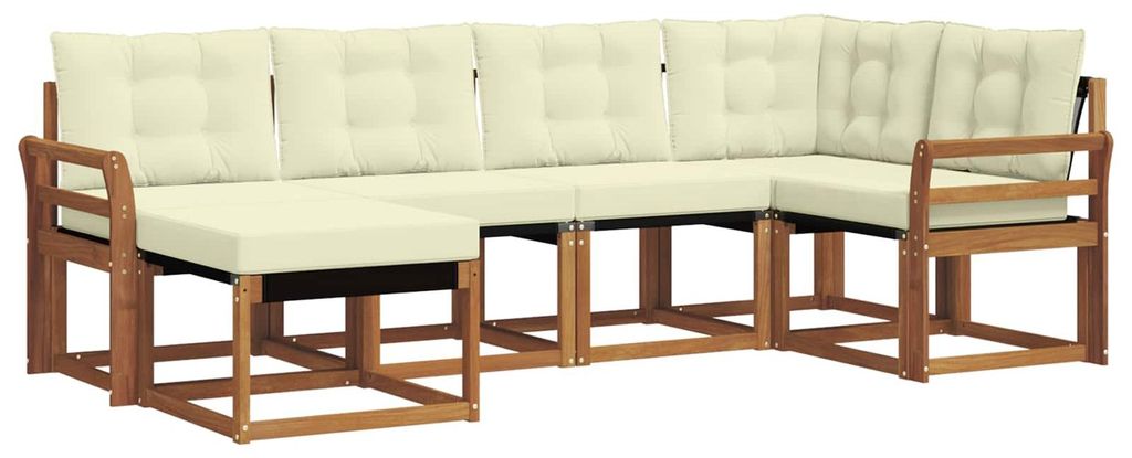 vidaXL Outdoor-Sofagarnitur mit Kissen 6 pcs Natur und Creme