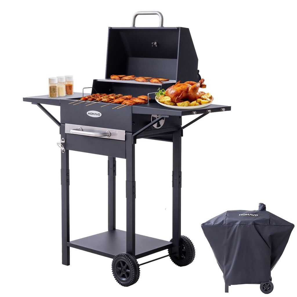 HOMAVO Holzkohlegrill mit Deckel, Grillfläche: 45×32 cm, Produktbild 