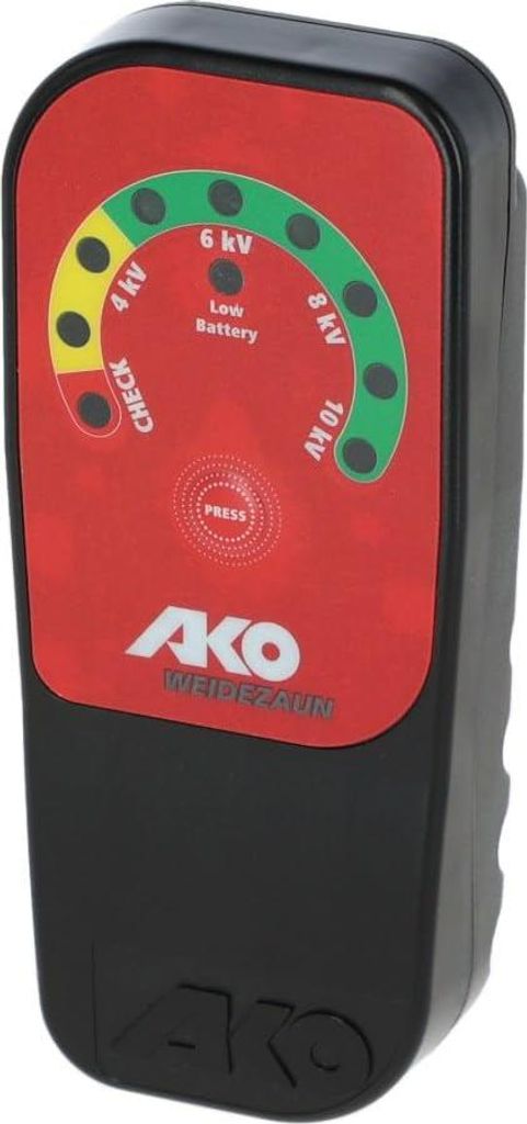 AKO Zaunprüfer mit LED-Anzeige (schwarz/rot, mit 9 Volt Batterie) 442326
