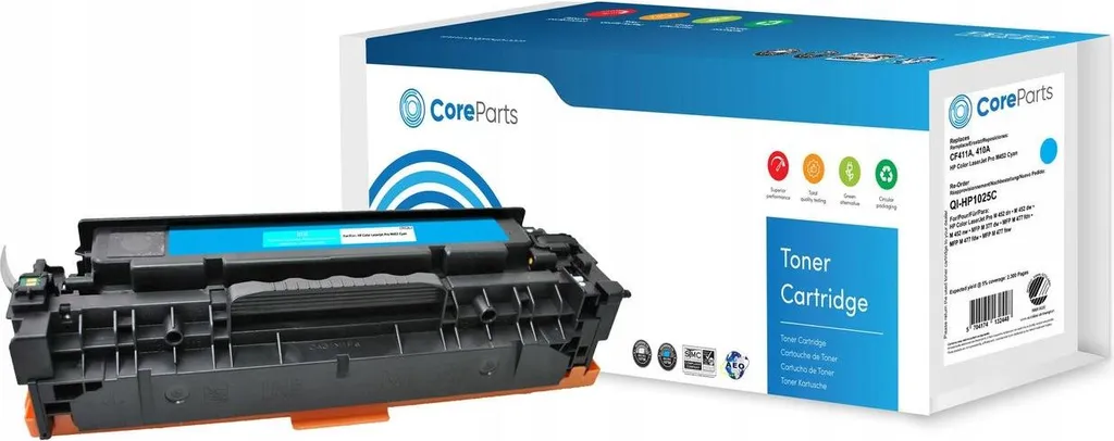 Cartouche de Toner Cyan CF411A CoreParts pour impression laser couleur