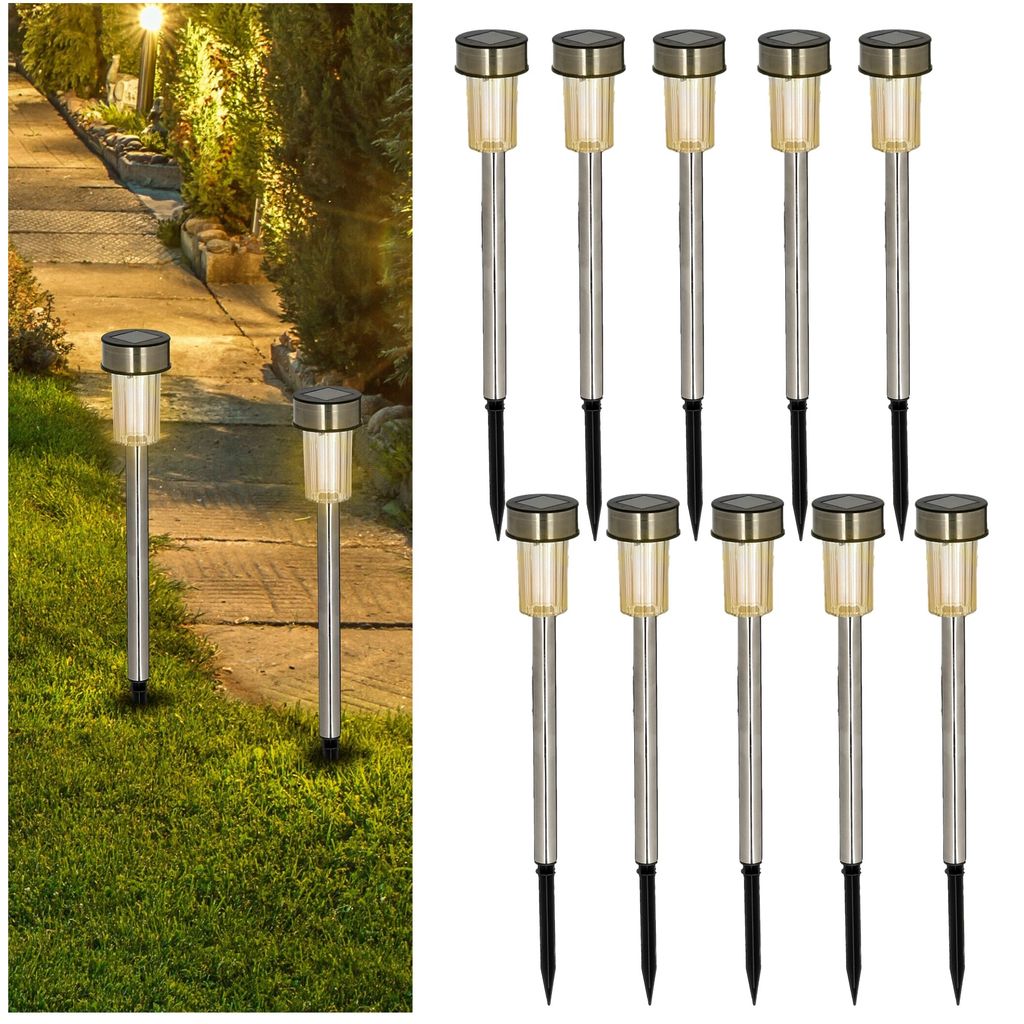 GEARLITE Weihnachtsbeleuchtung Außen Solar – 10 Stück Zuckerstangen, 102 LED, 10 Modi, 1500mAh Akku, IP65, Mit USB