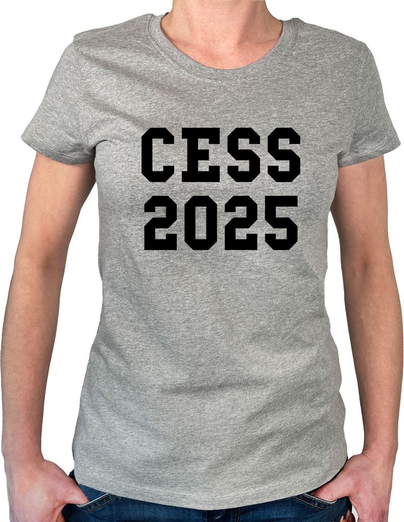 Huuraa Damen T-Shirt CESS 2025 Abschluss Belgien (frz.) XL Sport Grey Bio Baumwolle Fairtrade Damenshirt Geschenkidee