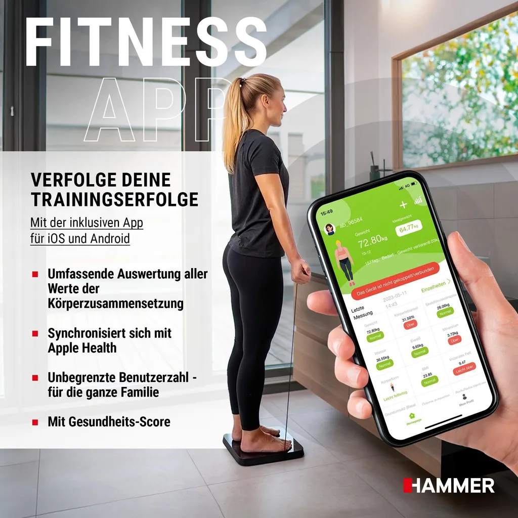 Balance HAMMER Body Screen TX 8 capteurs : analyse segmentée par Bluetooth - 18