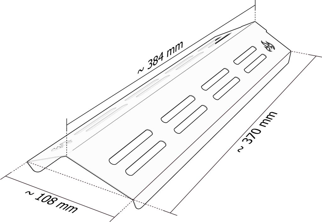 Gasgrill Edelstahl Brennerabdeckung passend für Enders Colorado 3, Colorado 4, Farbe:3 Leisten Glänzend Flame