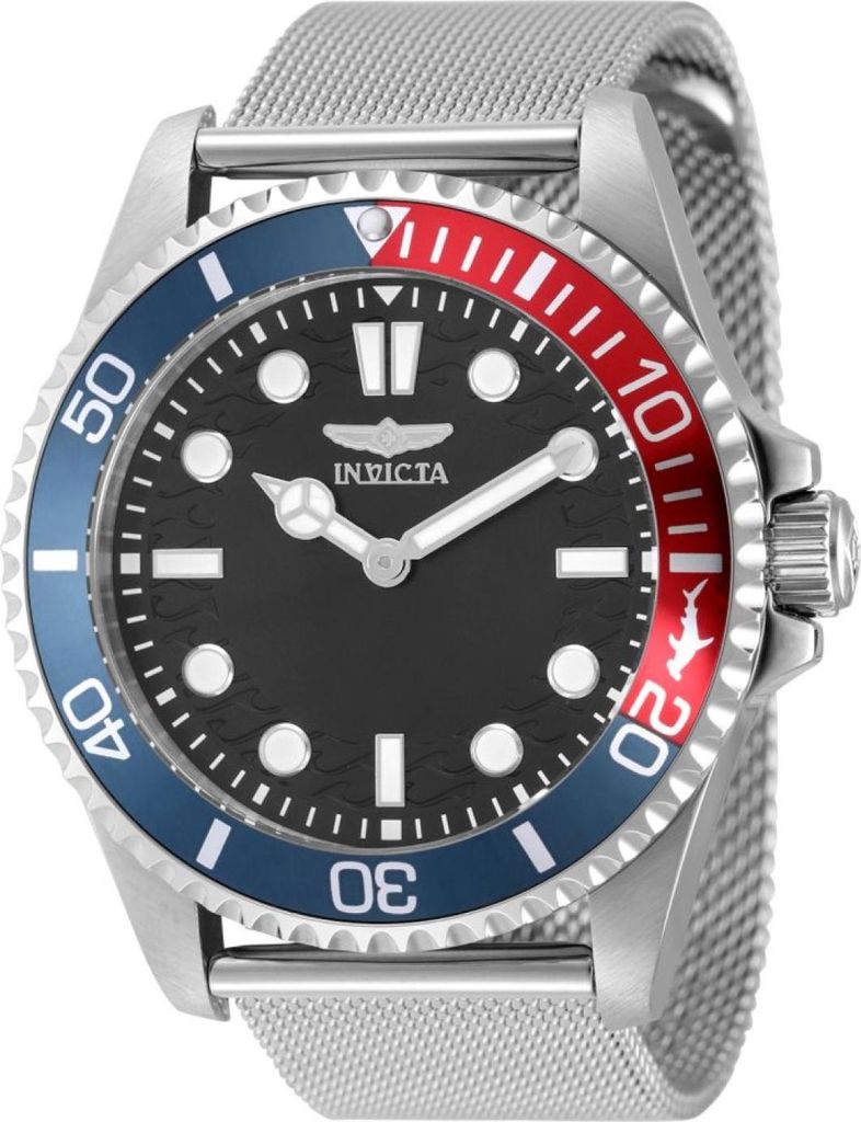 Invicta Pro Diver 49689 Herren uhr - Wasserdicht - Analog - Quarzuhrwerk - Edelstahl mit schwarzen zifferblat - 43mm