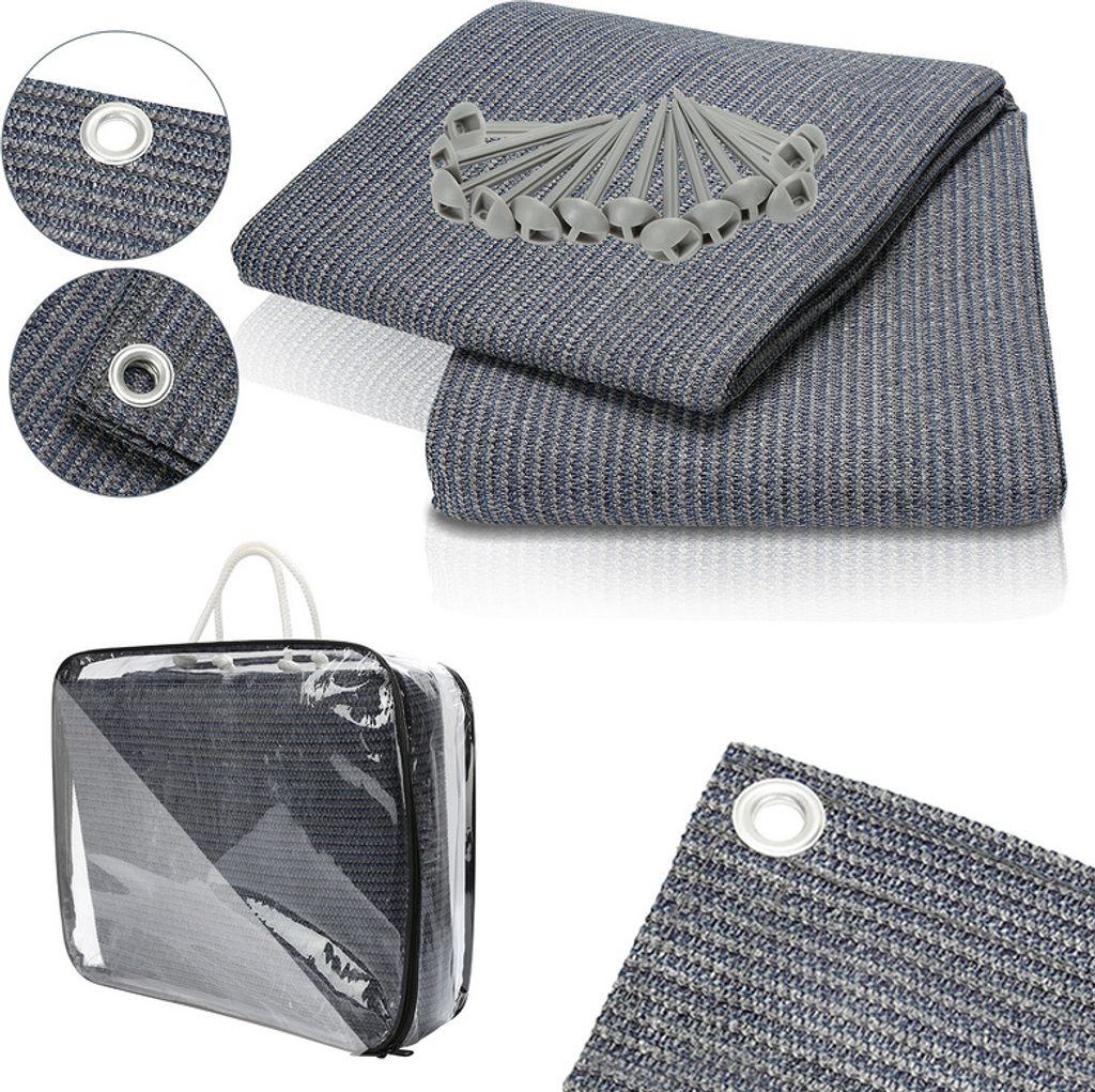 Jopassy Zeltteppich 400X600cm Vorzeltteppich Campingteppich Outdoor Teppich Vorzeltboden Zeltunterlage Zeltboden für Zelt Wohnmobil Blau-grau