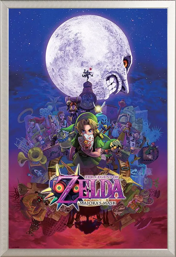 Poster Zelda Majora's Mask Protégé : Cadre Aluminium Argenté Shinsuke