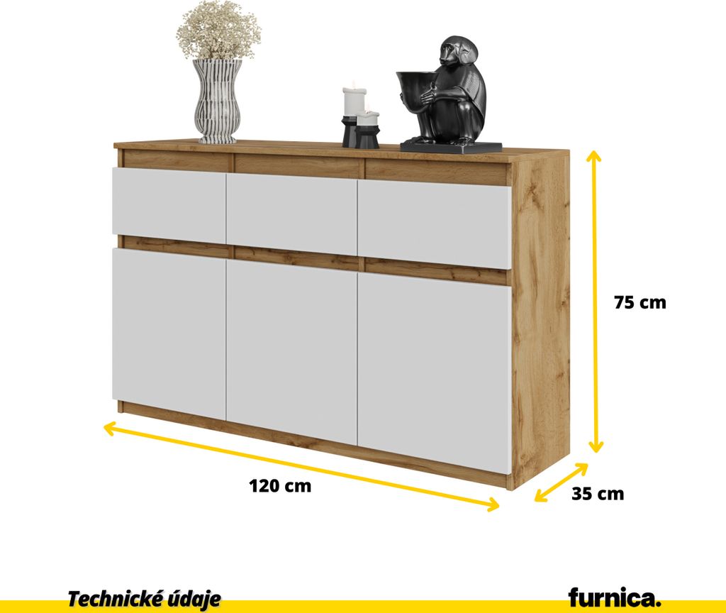 FURNICA - NOAH - Komoda / příborník se 3 zásuvkami a 3 Obrázek produktu 4