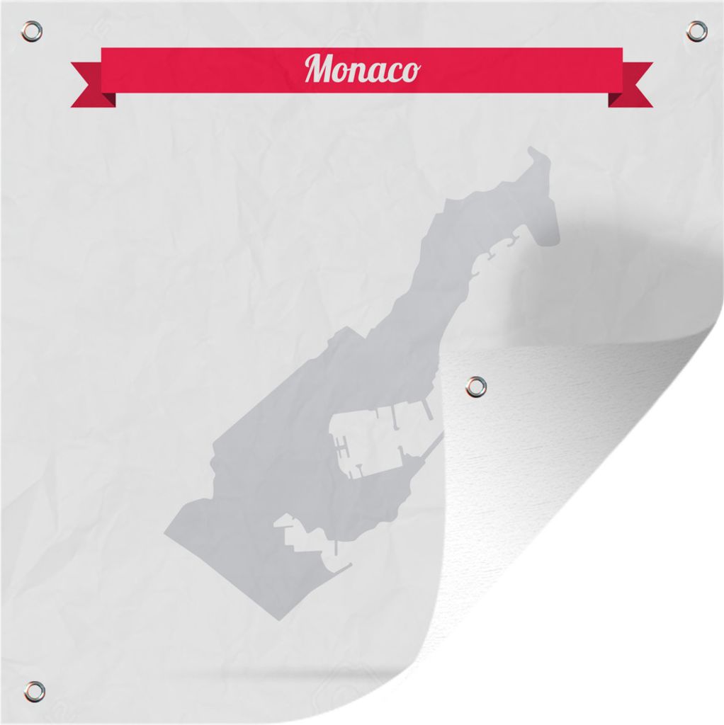 MuchoWow 50x50 cm Outdoor-Poster Gartendeko Sichtschutz Garten Poster für den Garten Illustration aus Monaco in Grau mit rotem Band