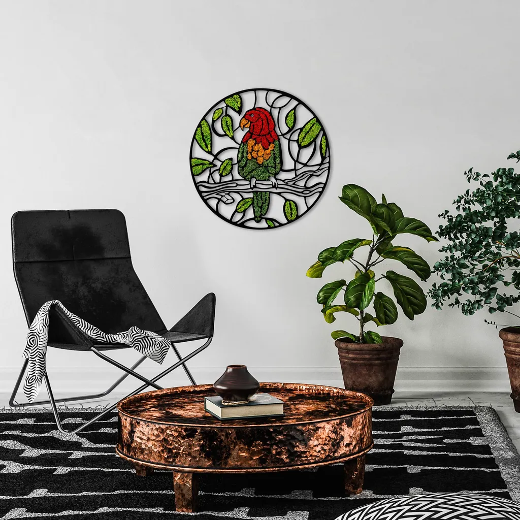 Déco Murale Perroquet Vert Clair 100% MDF Wallity Format 46x46 cm - 3