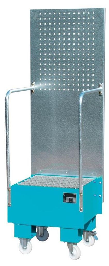Bauer Fahrbare Auffangwanne mit Lochplattenwand LPW 60-1, lackiert, Lichtblau
