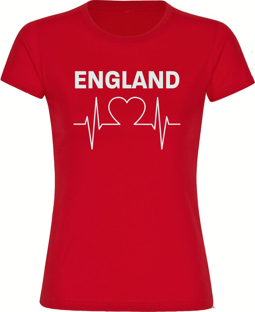 multifanshop Damen T-Shirt - England - Herzschlag, rot, Größe XXL