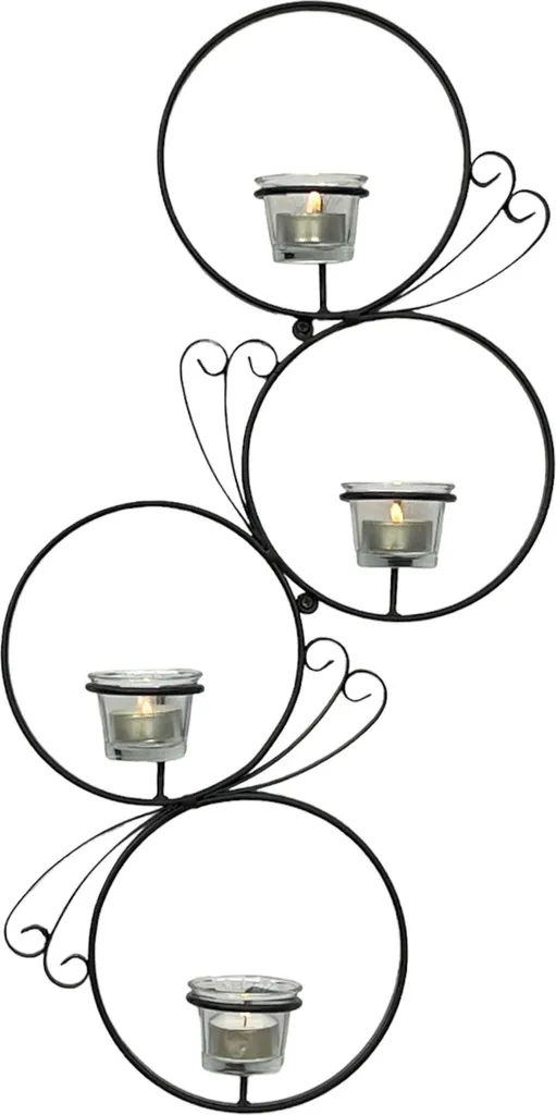 DanDiBo Bougeoir Mural Métal Noir Rond 60 cm en Fer Forgé Décoratif