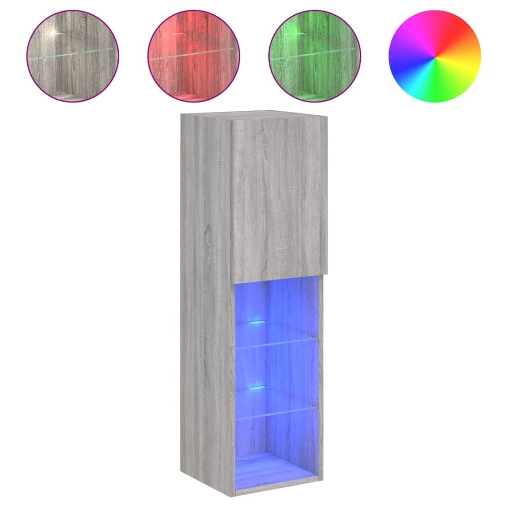 vidaXL TV-Schrank mit LED-Leuchten Grau Sonoma 30,5x30x102 cm