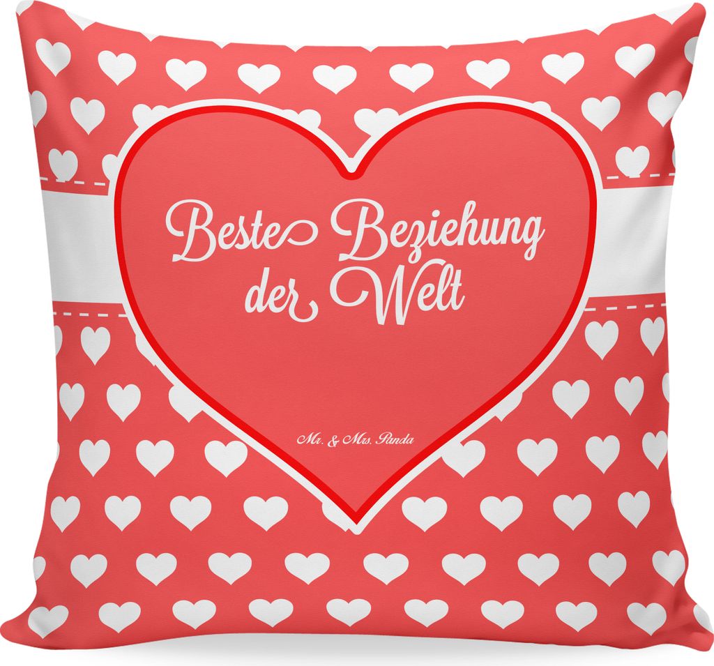 Mr. & Mrs. Panda Dekokissen Beziehung - Geschenk, Lounge Kissen, kuschelkissen 40x40, Kuschel, Miteinander gehen, für sofa, Zusammen sein