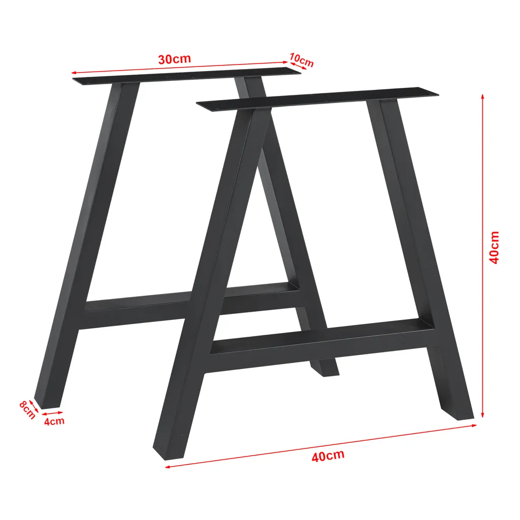 Piètement de table en acier robuste noir 40x40 cm Eschau style industriel