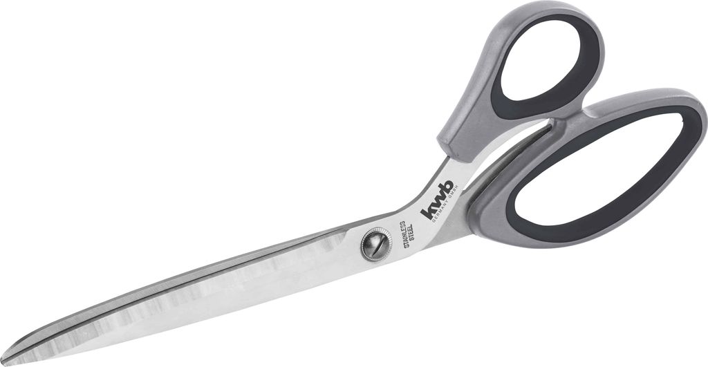 kwb Tapezier-Schere aus Edelstahl, abgewinkelt, 280 mm Gesamtlänge, 130 mm Schnittlänge, stabil, spezialgeschliffen, extra scharf, schwarz-grau