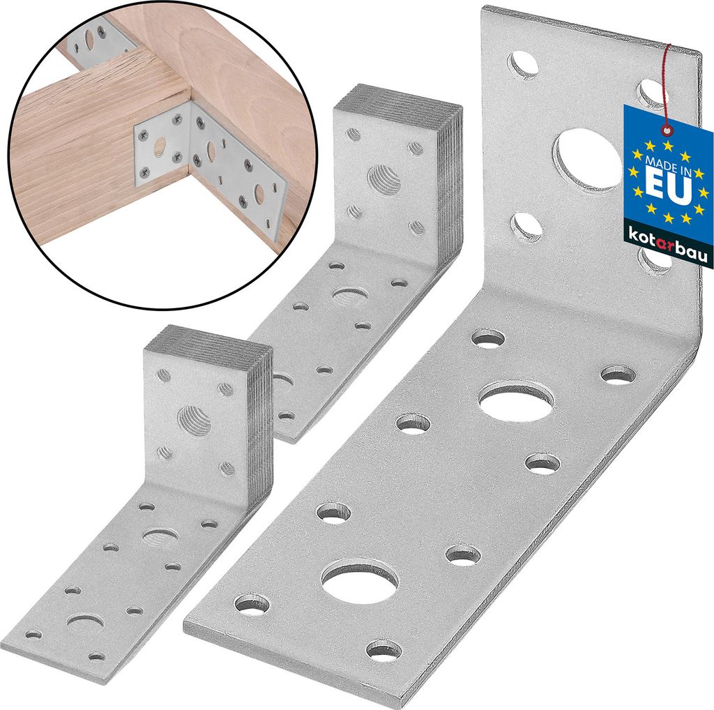 KOTARBAU 25er Set Winkelverbinder 100 x 50 x 40 Stahl Bauwinkel Lochplattenwinkel Möbelverbinder Verzinkt Schwerlast Holzverbinder Montagewinkel...