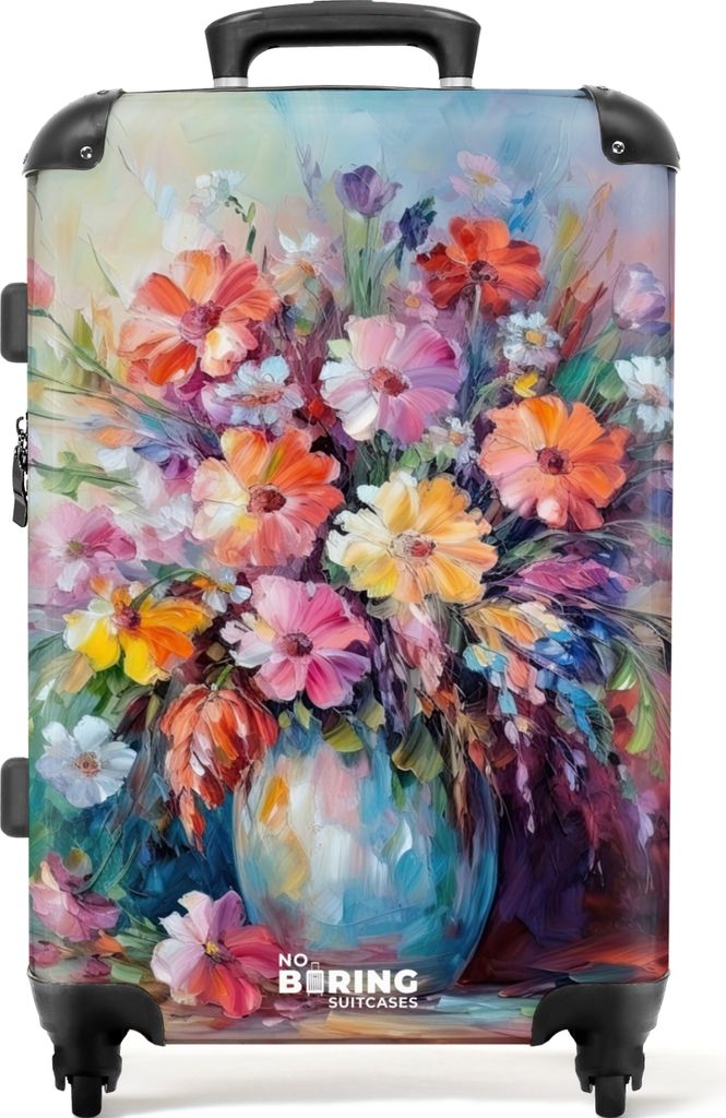NoBoringSuitcases.com Großer Koffer - Blumen - Kunst - Malerei - Frühling - Blumenstrauß - Kombinationsschloss TSA - Hartschalen Trolley 4 Rol...